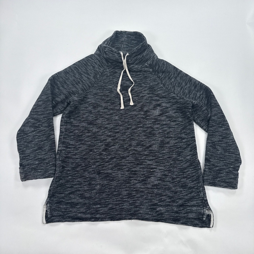 J Crew Womens Sweatshirt XL Black Funnel Neck Space Dye Minimalist Pullover‎